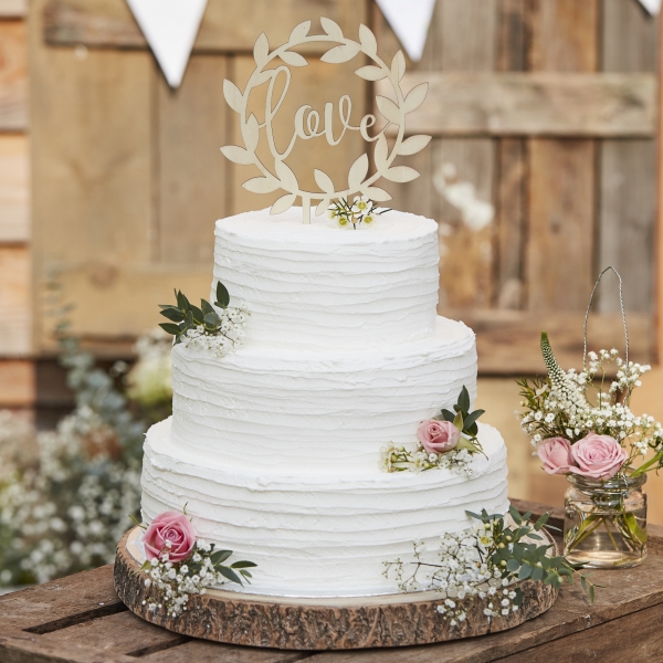 Wooden Cake Topper - love